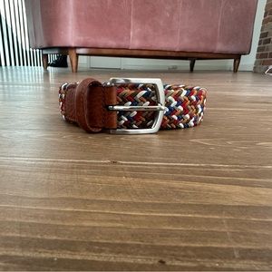 Anderson’s multi-colour woven belt; size 32